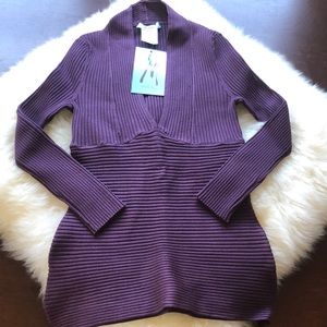 NWT Guess Marciano purple ribbed bandage top!